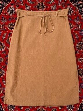 Vintage Camel Tie-Waist Pencil Skirt